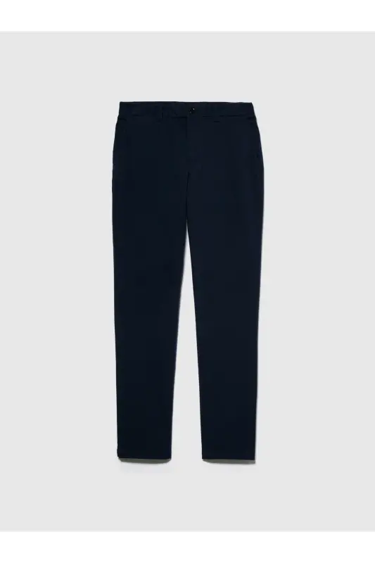 Erkek Lacivert Slim Fit Esnek Chino Pantolon - Lacivert - 2