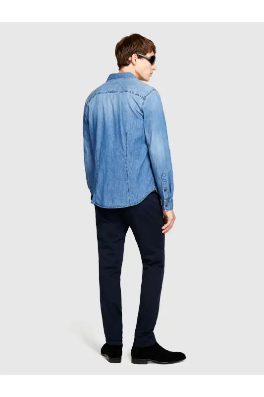 Erkek Lacivert Slim Fit Esnek Chino Pantolon - Lacivert - 4