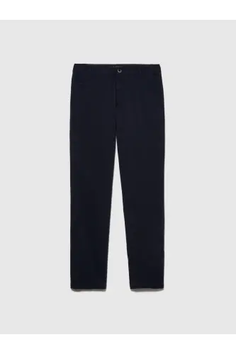 Erkek Lacivert Slim Fit Vintage Efekt Chino Pantolon-Lacivert - SISLEY (1)