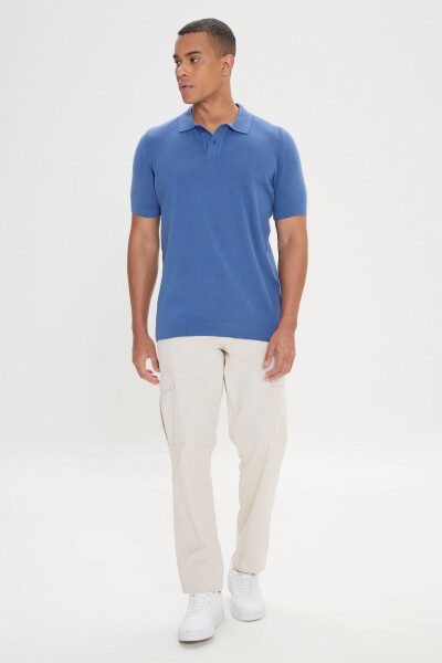 Erkek Lacivert Standart Fit Normal Kesim Polo Yaka %100 Pamuk Desenli Kısa Kollu Triko Tişört - AC&CO / ALTINYILDIZ CLASSICS (1)