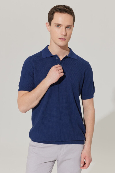 Erkek Lacivert Standart Fit Normal Kesim Polo Yaka - 6