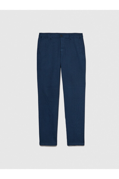 Erkek Lacivert Streç Pamuklu Slim Fit Denim Chino Pantolon-Lacivert - SISLEY (1)