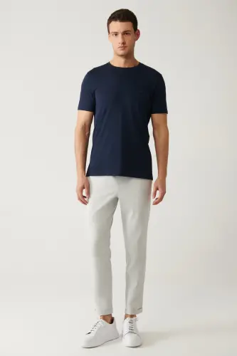 Erkek Lacivert Bisiklet Yaka Soft Touch Basic Regular Fit T-Shirt B001171 - Lacivert - 5