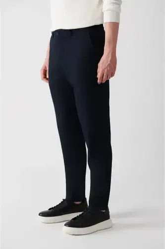 Erkek Lacivert Beli Lastikli Yan Cepli Gofreli Pantolon A32Y3222 - 3