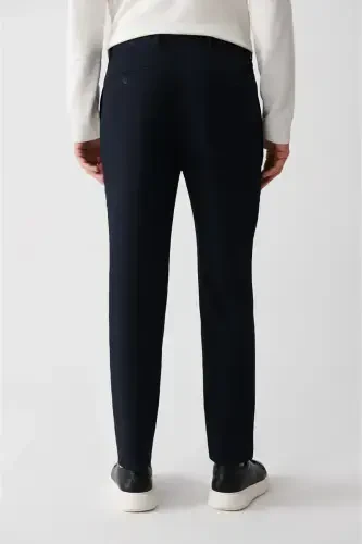 Erkek Lacivert Beli Lastikli Yan Cepli Gofreli Pantolon A32Y3222 - 4