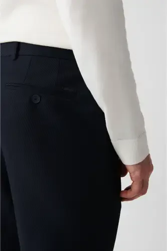 Erkek Lacivert Beli Lastikli Yan Cepli Gofreli Pantolon A32Y3222 - 7