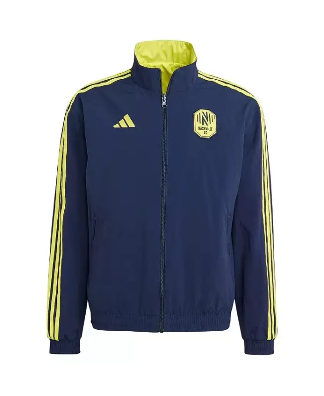 Men's Navy and Yellow Nashville SC 2023 On-Field Anthem Full-Zip Reversible Team Jacket - Navy, Yellow - 3