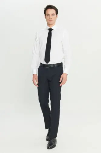 Erkek Lacivert Yünlü Slim Fit Dar Kesim Yan Cep Klasik Pantolon-Lacivert - ALTINYILDIZ CLASSICS (1)