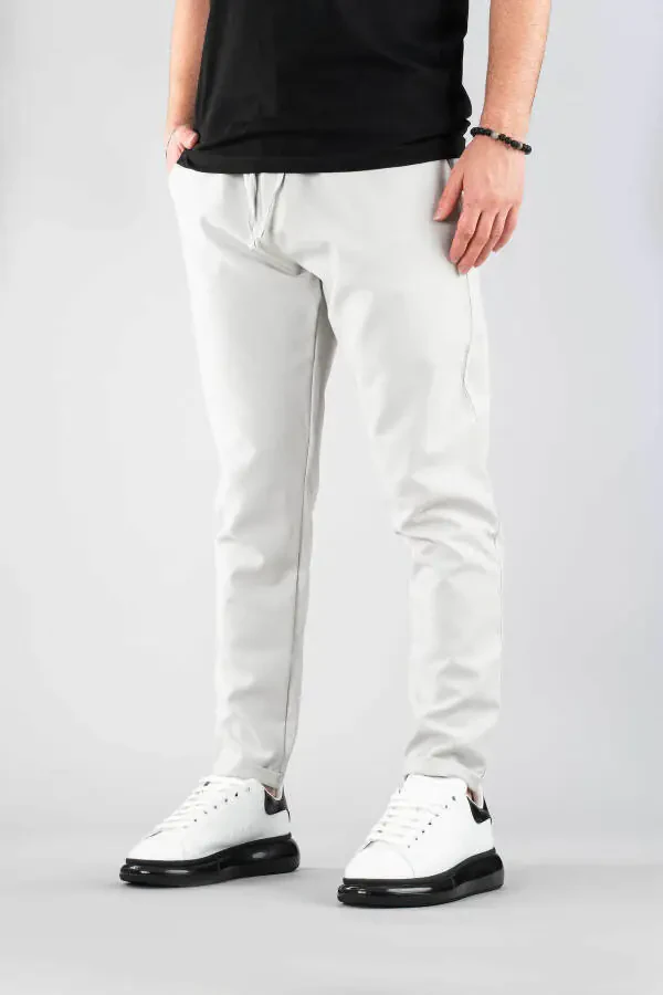 Erkek Lastikli Fitilli Jogger Pantolon Taş Rengi-Taş Rengi - 1