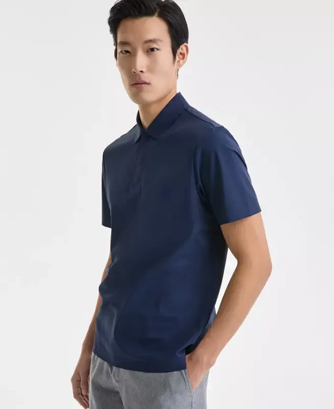 Men's Laser Cut Short Sleeve Performance Polo Shirt, Exclusively at Modazone - Neo Navy - 1