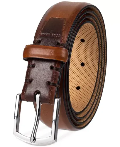 Men's Lewis Burnished Leather Dress Belt - Tan - 4