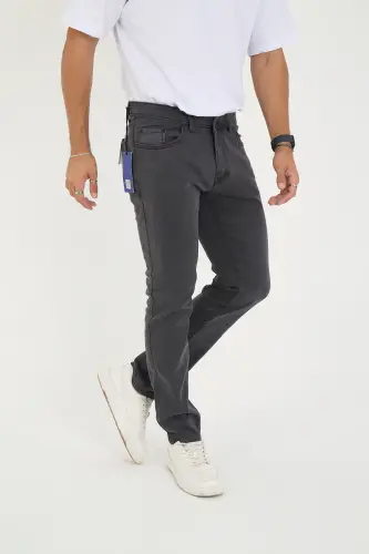 Erkek Likralı Denim Regular Fit Jeans - Açık Füme - 2