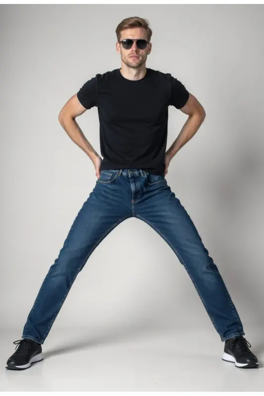 Erkek Likralı Denim Regular Fit Jeans - Açık Mavi - 3