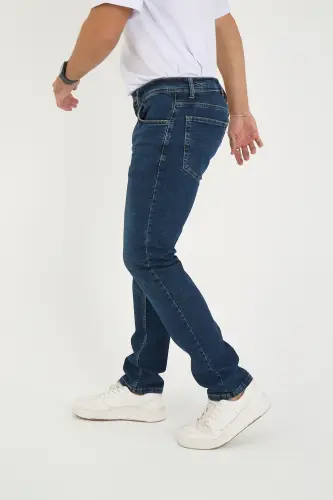 Erkek Likralı Denim Regular Fit Jeans - Tırnaksız Mavi - 5