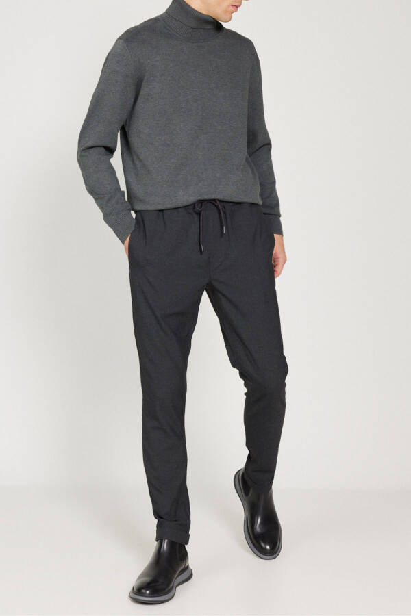 Erkek Likralı Rahat Dokuma Kumaş Jogger Pantolon - FÜME - 2