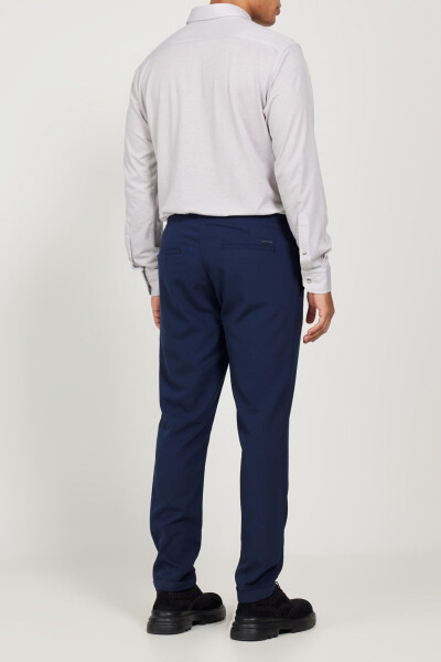 Erkek Likralı Rahat Dokuma Kumaş Jogger Pantolon - LACİVERT - 4
