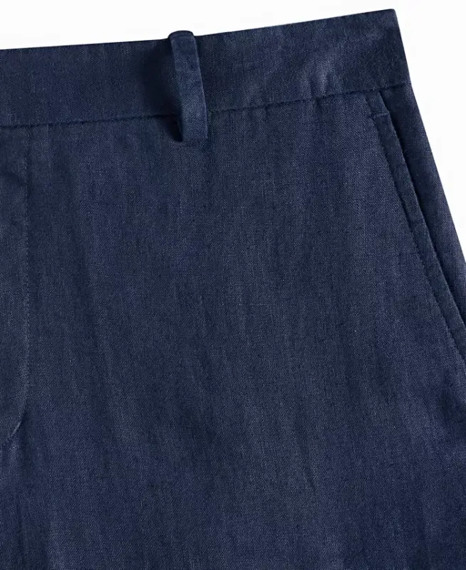 Men's Linen Solid Pants, Created for Modazone - Dark Blue - 3