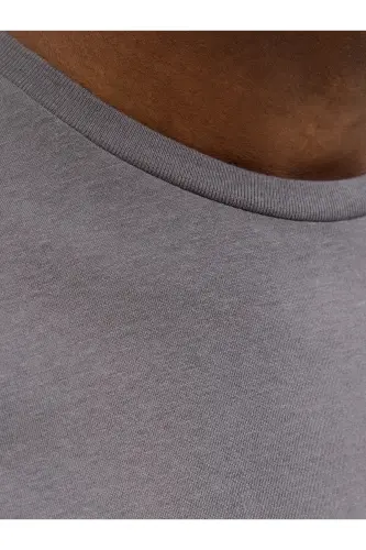 Erkek Logo Baskılı Tişört Koyu Gri - Gri-Gray - 3