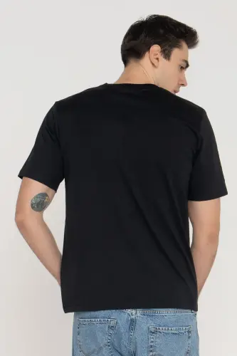 Erkek Logo Baskılı Tişört - Pin - Black - 3
