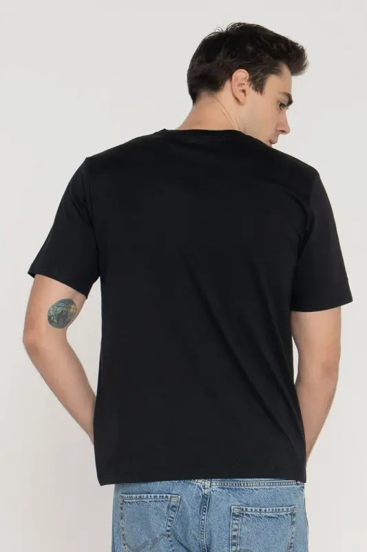 Erkek Logo Baskılı Tişört - Pin - Black - 3