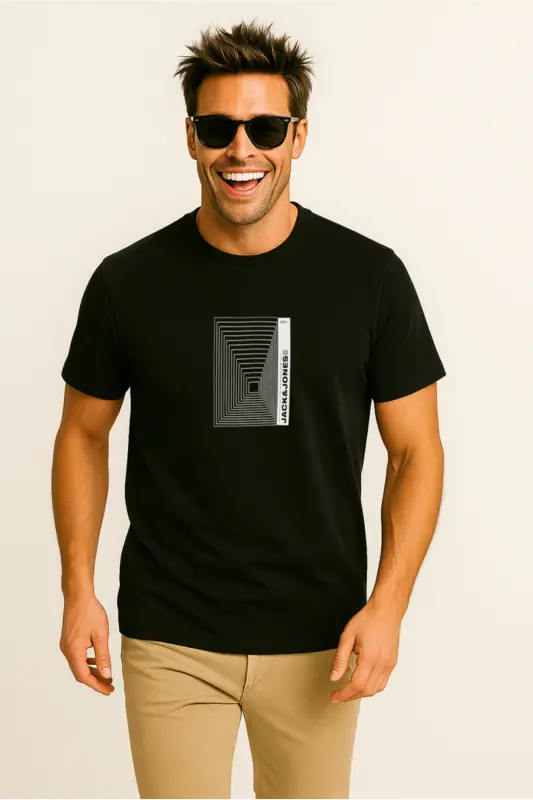 Erkek Logo Baskılı Tişört Siyah - Black/Version/Brandy - 3
