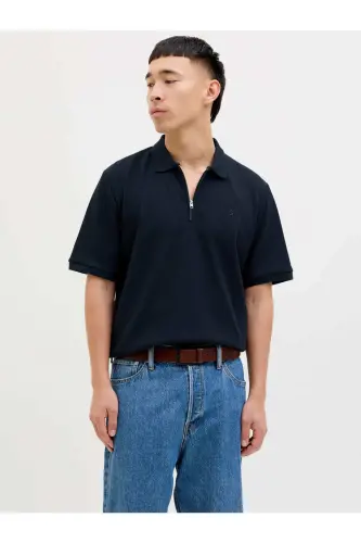 Erkek Logo Işlemeli Polo Yaka Lacivert Tişört-Lacivert - 6