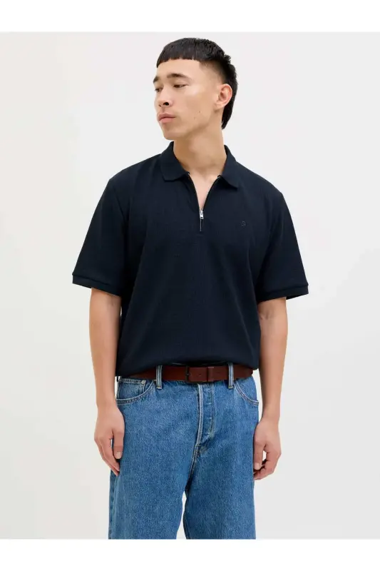 Erkek Logo Işlemeli Polo Yaka Lacivert Tişört-Lacivert - 6