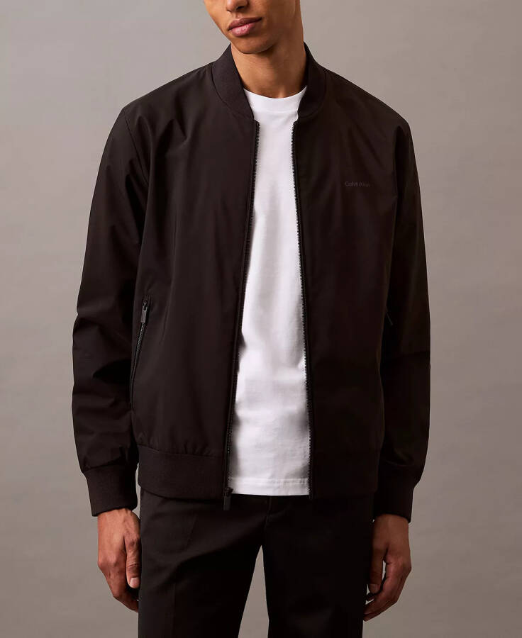 Men's Logo-Print Matte Bomber Jacket - Black Beauty - 1