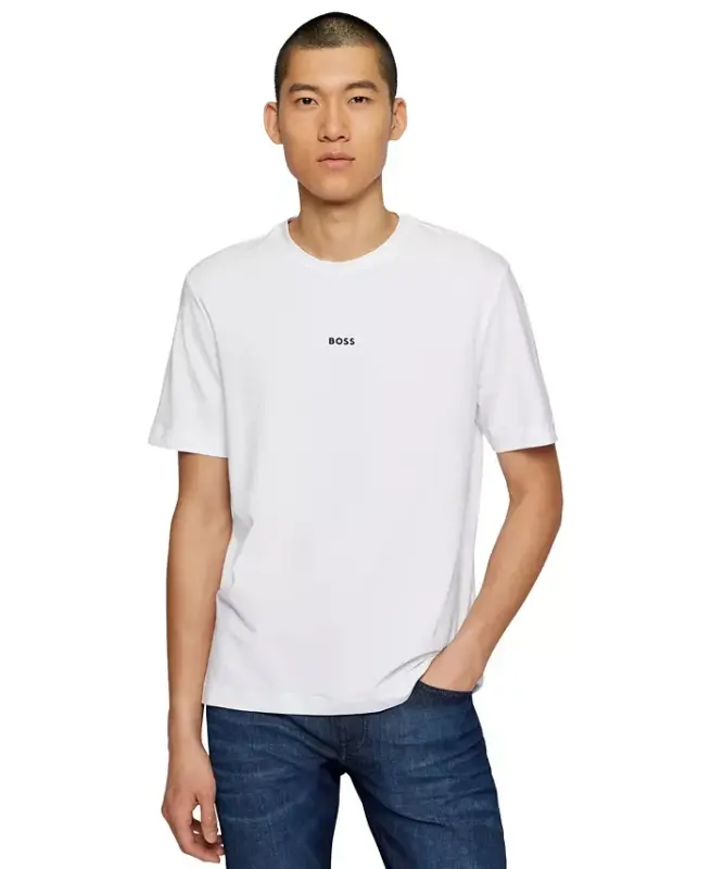 Men's Logo Print Relaxed-Fit T-Shirt - White - 1