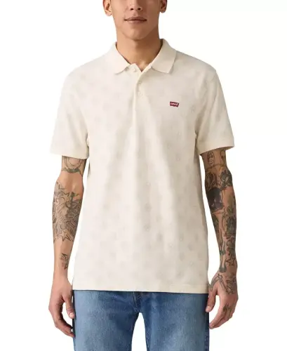 Men's Housemark Regular Fit Short Sleeve Polo Shirt-Geo Egret 