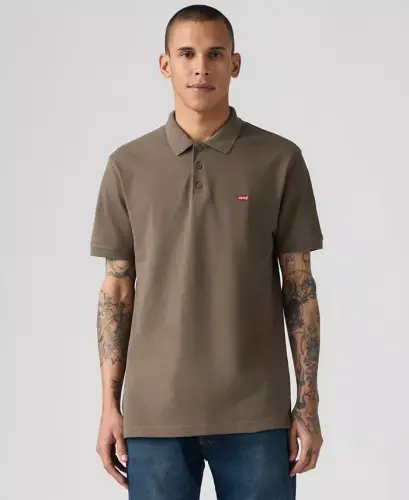 Men's Housemark Regular Fit Short Sleeve Polo Shirt-Khaki Green 