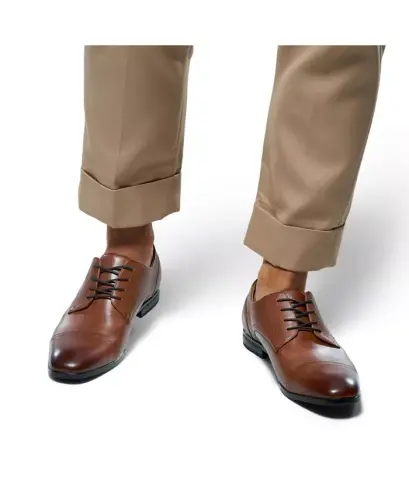 Men's Luigi Leather Derby Lace Up Dress Shoe - Tan - 6