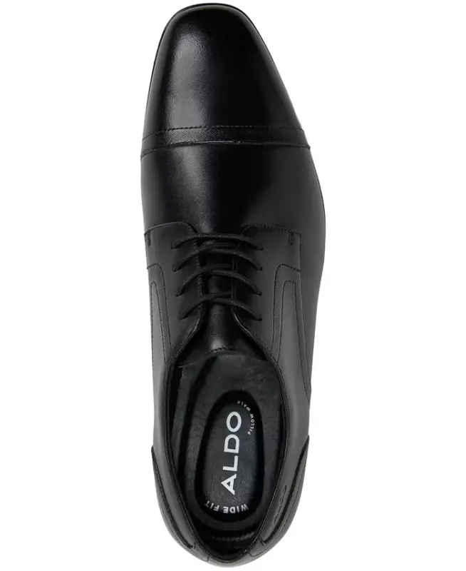 Men's Luigi Leather Derby Lace Up Dress Shoe - Black - 2
