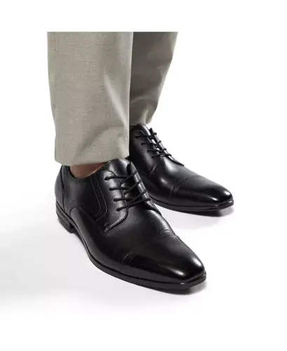 Men's Luigi Leather Derby Lace Up Dress Shoe - Black - 6