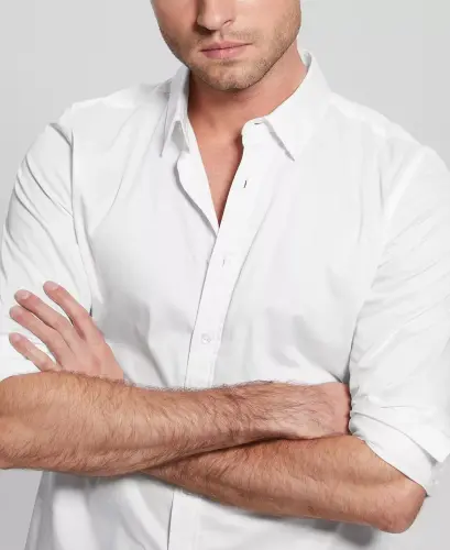 Men's Luxe Stretch Long Sleeves Shirt - Pure White - 3