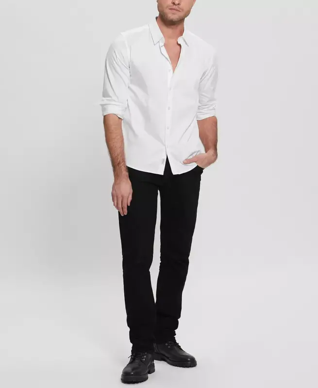 Men's Luxe Stretch Long Sleeves Shirt - Pure White - 4