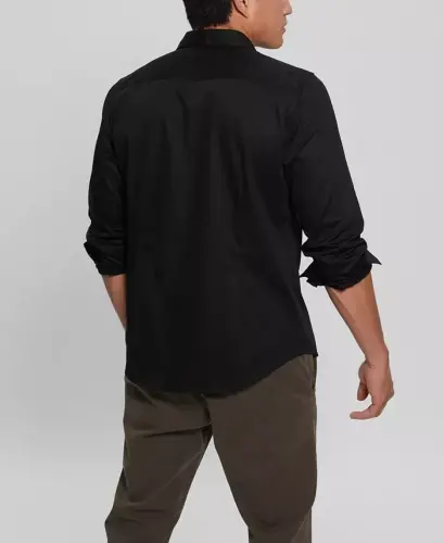 Men's Luxe Stretch Long Sleeves Shirt - Jet Black - GUESS (1)