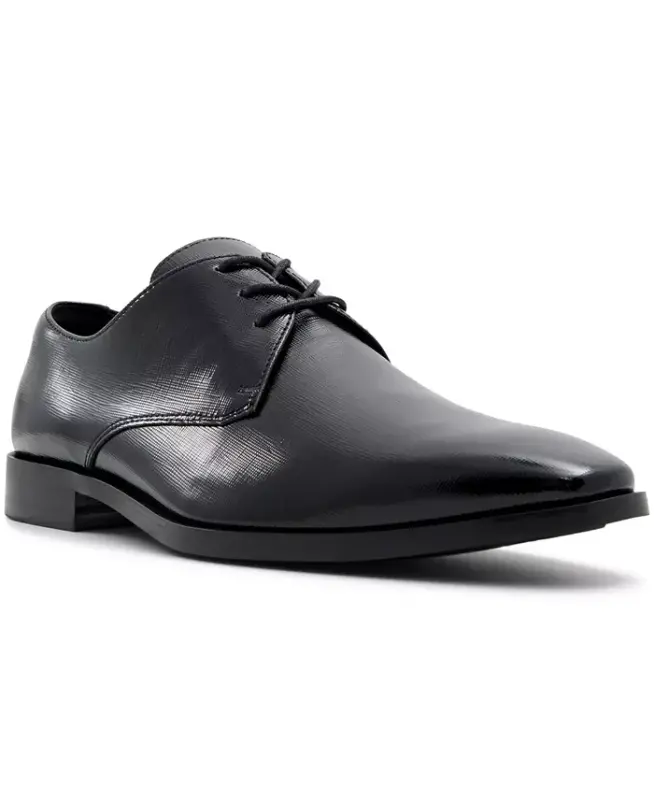 Men's Mackle Leather Lace Up Derby Shoes - Black - 1