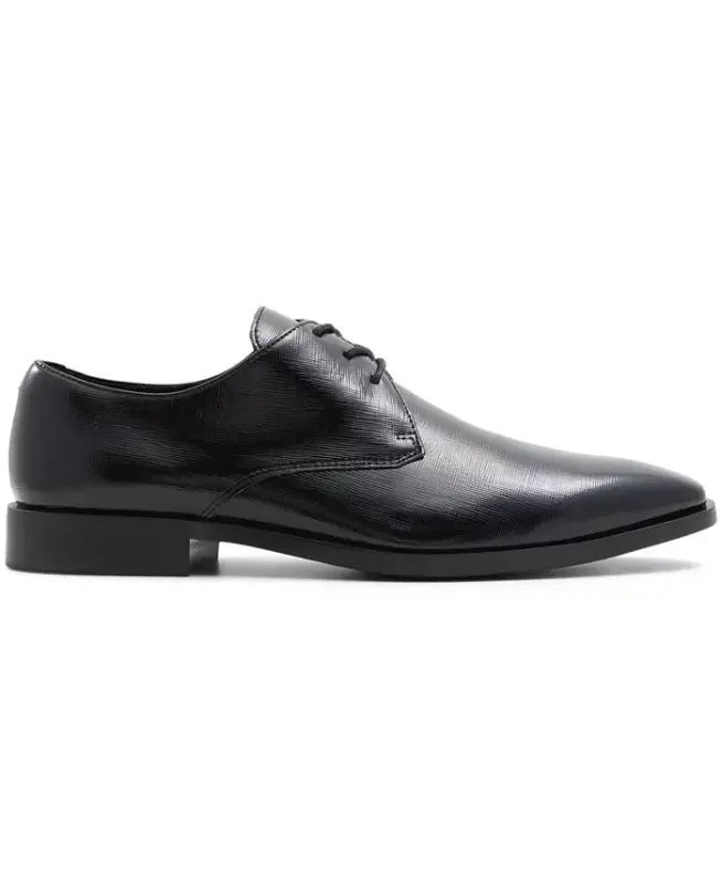 Men's Mackle Leather Lace Up Derby Shoes - Black - 2
