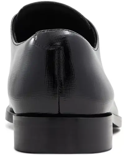 Men's Mackle Leather Lace Up Derby Shoes - Black - 3