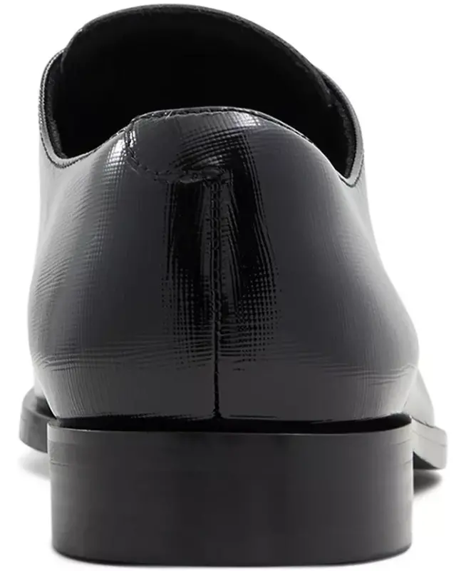 Men's Mackle Leather Lace Up Derby Shoes - Black - 3
