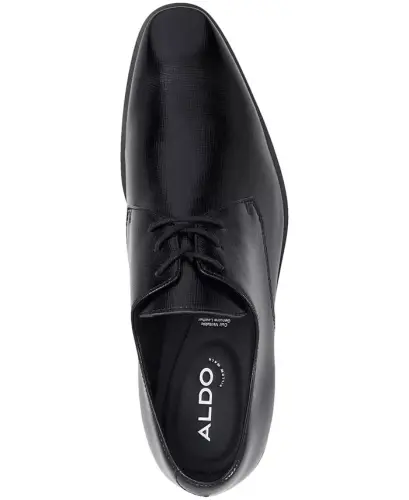 Men's Mackle Leather Lace Up Derby Shoes - Black - 4