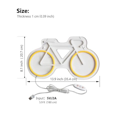 Bicycle Neon Signs for Man Cave, Gifts for Bicycle Enthusiasts, Bike Neon Sign for Home Decor, 13.9 * 8.1 Inch Cycling Wall Decor, 5V USB Powered - 3