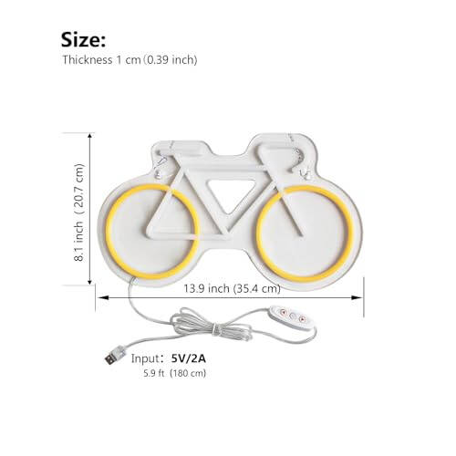 Bicycle Neon Signs for Man Cave, Gifts for Bicycle Enthusiasts, Bike Neon Sign for Home Decor, 13.9 * 8.1 Inch Cycling Wall Decor, 5V USB Powered - 3