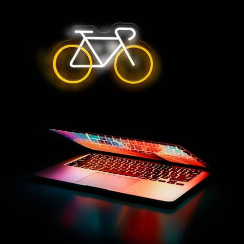 Bicycle Neon Signs for Man Cave, Gifts for Bicycle Enthusiasts, Bike Neon Sign for Home Decor, 13.9 * 8.1 Inch Cycling Wall Decor, 5V USB Powered - 5