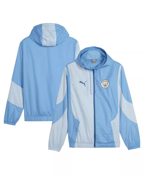 Erkek Manchester City 2023/24 Ön Maç Fermuarlı Kapşonlu Sweatshirt Mavi - 1