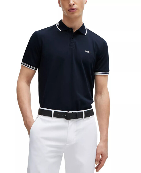 Erkek Markalı Slim Fit Polo Tişört Koyu Mavi - 1