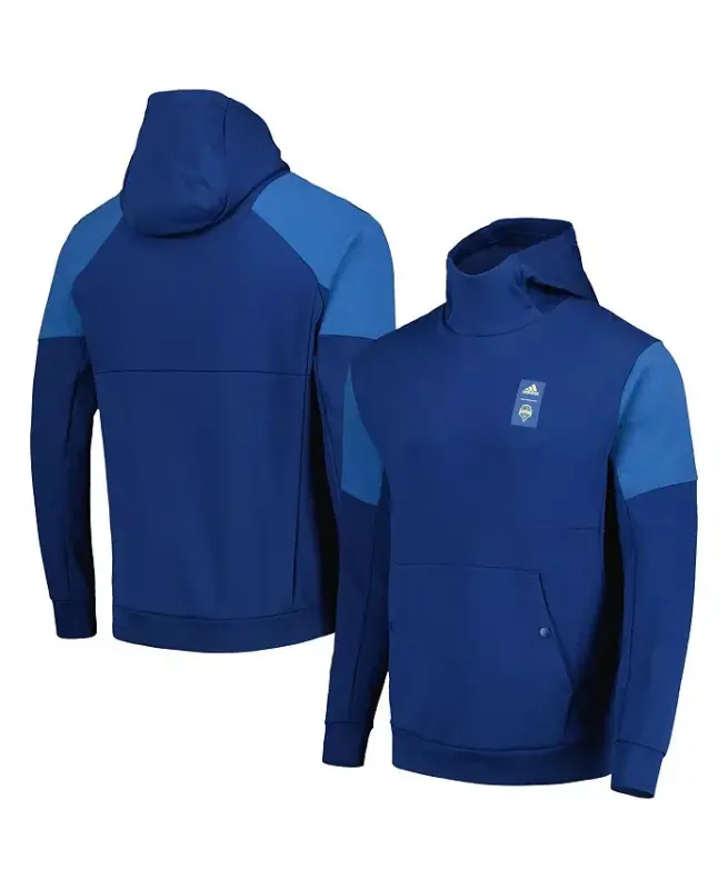 Men's Blue Seattle Sounders FC 2023 Player Travel Pullover Hoodie - Blue - 4