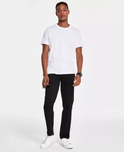 Men's Mercerized Cotton Short Sleeve Crewneck T-Shirt, Created for Modazone-Bright White - 4