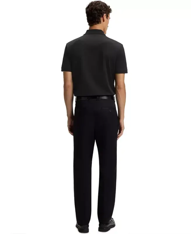 Men's Mercerised-Cotton Polo Shirt-Black - 2